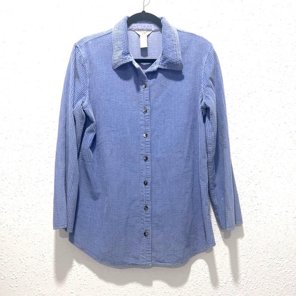 J. Jill corduroy 100% cotton Textured Light Blue Shirt S - Picture 1 of 8